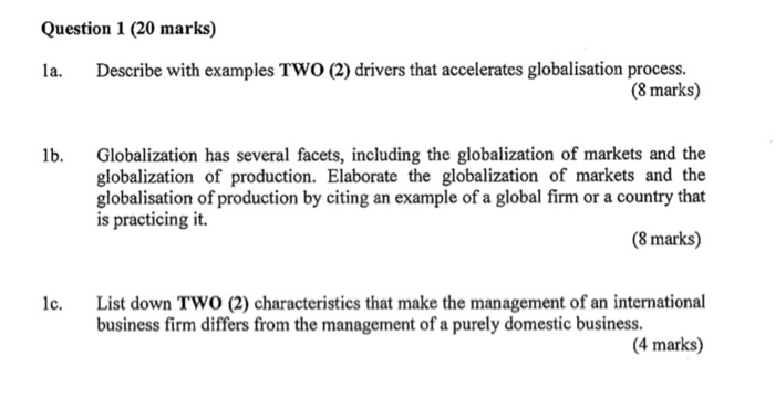 Question 1 (20 marks) 1a. Describe with examples