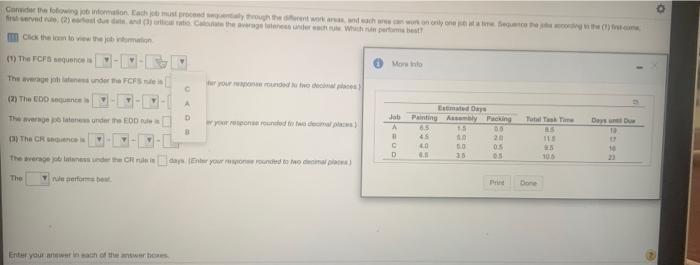 Consider the following information. Each must