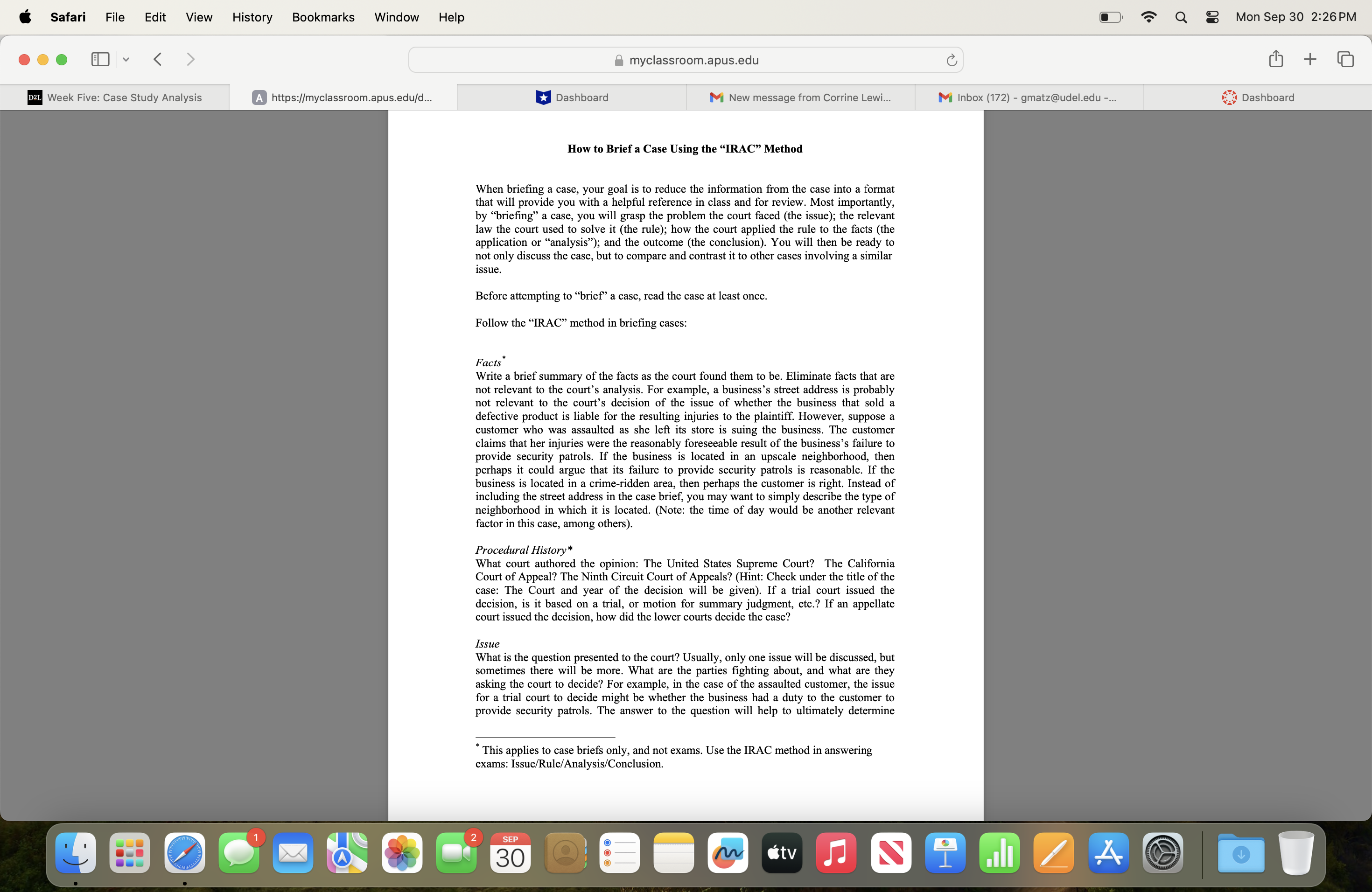 Choose a case brief from each section but