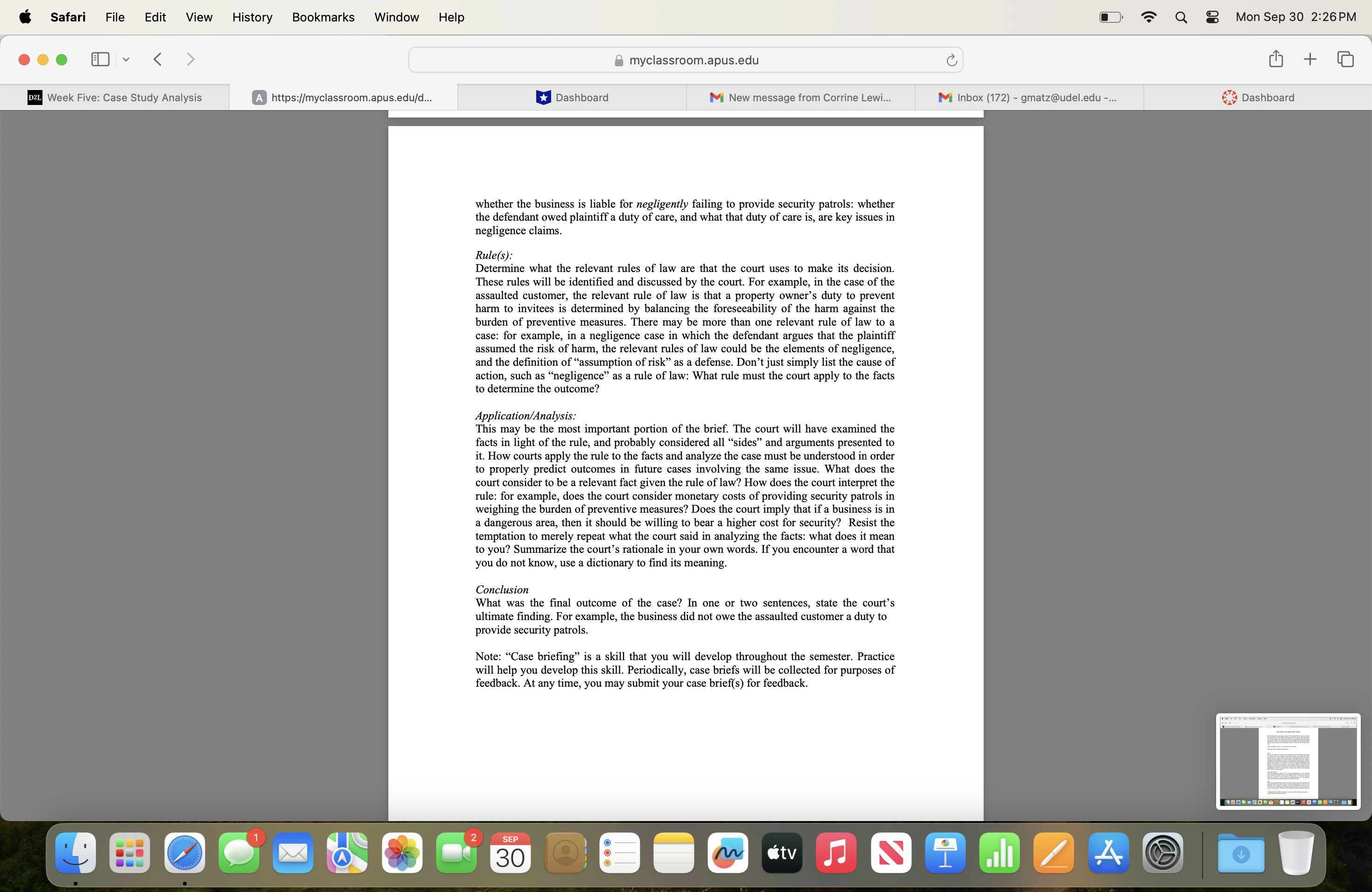 Choose a case brief from each section but