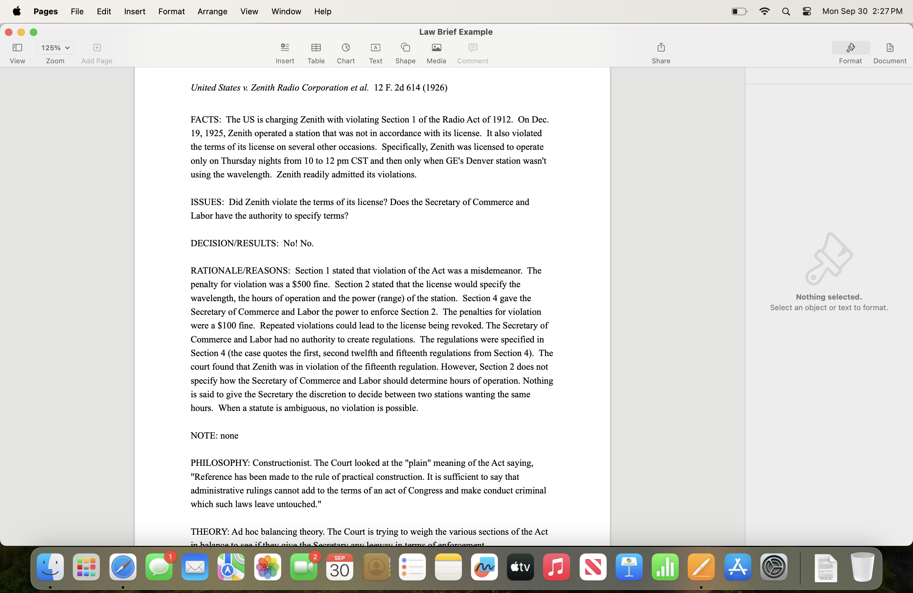 Choose a case brief from each section but