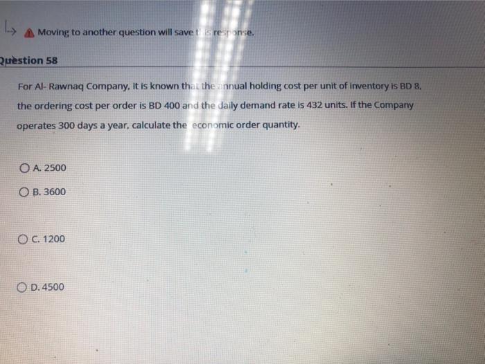 Moving to another question will save tistest