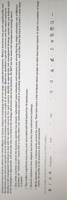 Joshua has been hired to advise his client