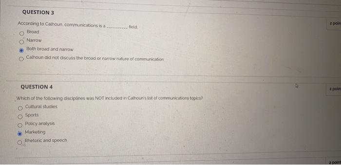 QUESTION 1 Which of the following was an example