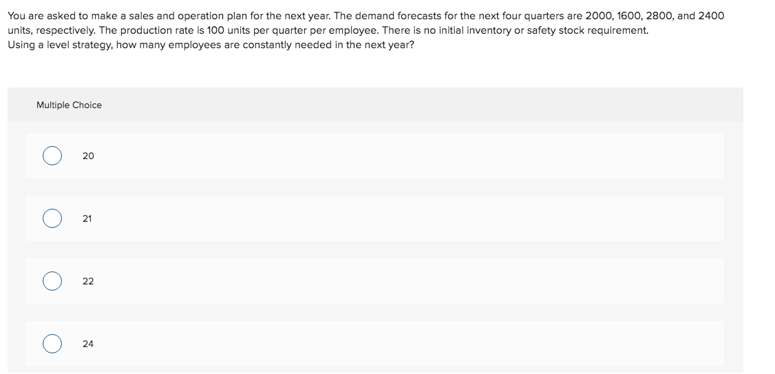 You are asked to make a sales and operation plan