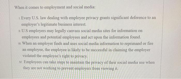 When it comes to employment and social media: