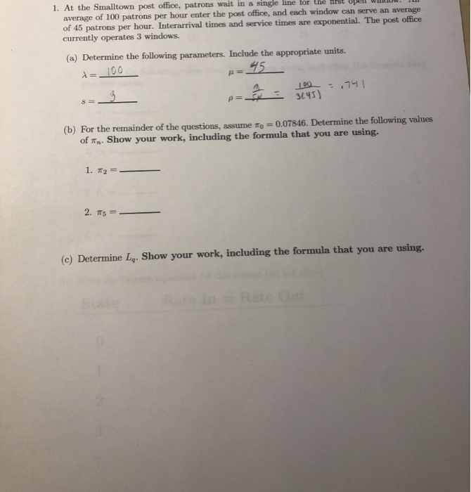 i. At the Smalltown post office, patrons wait in