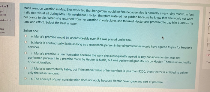 (Business law) stion 1 yet wered Red out of lag