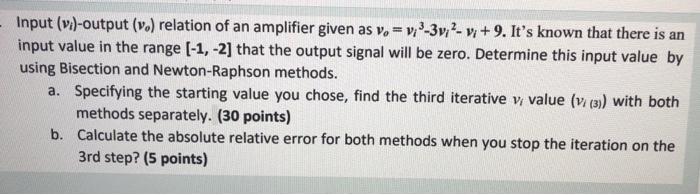 Numerical Anlysis Input (V)-output (v.) relation
