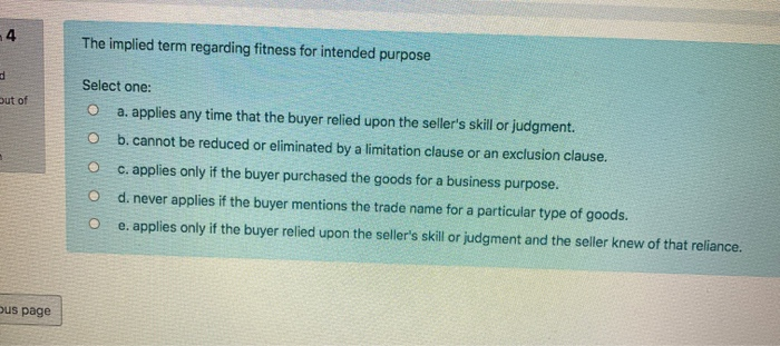 (Business law) 4 The implied term regarding