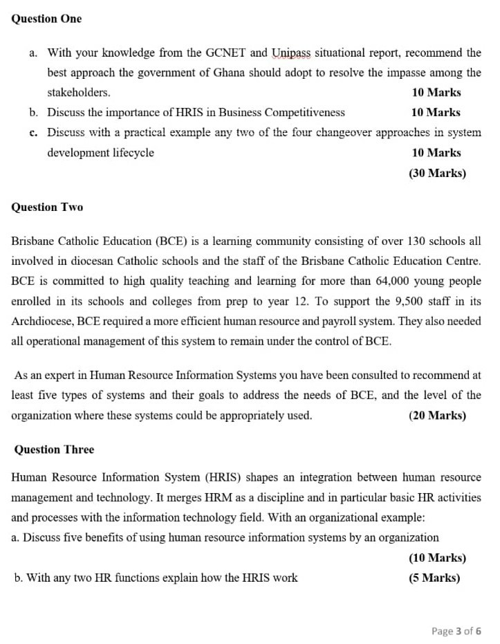 Question One a. With your knowledge from the