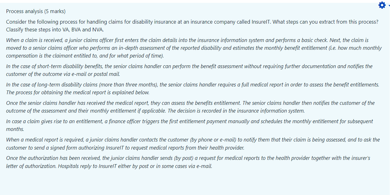 Process analysis (5 marks) Consider the following