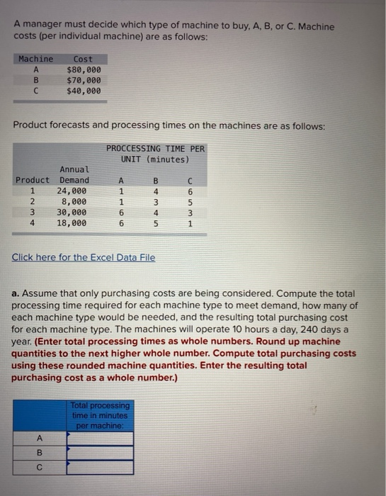 A manager must decide which type of machine to