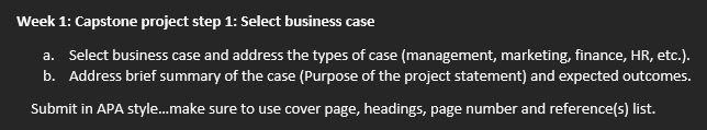 Week 1: Capstone project step 1: Select business