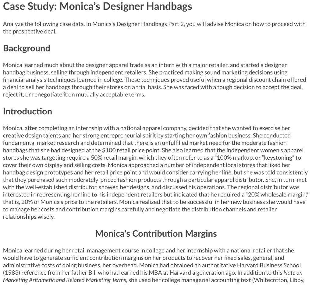 How many handbags must Monica sell per month in