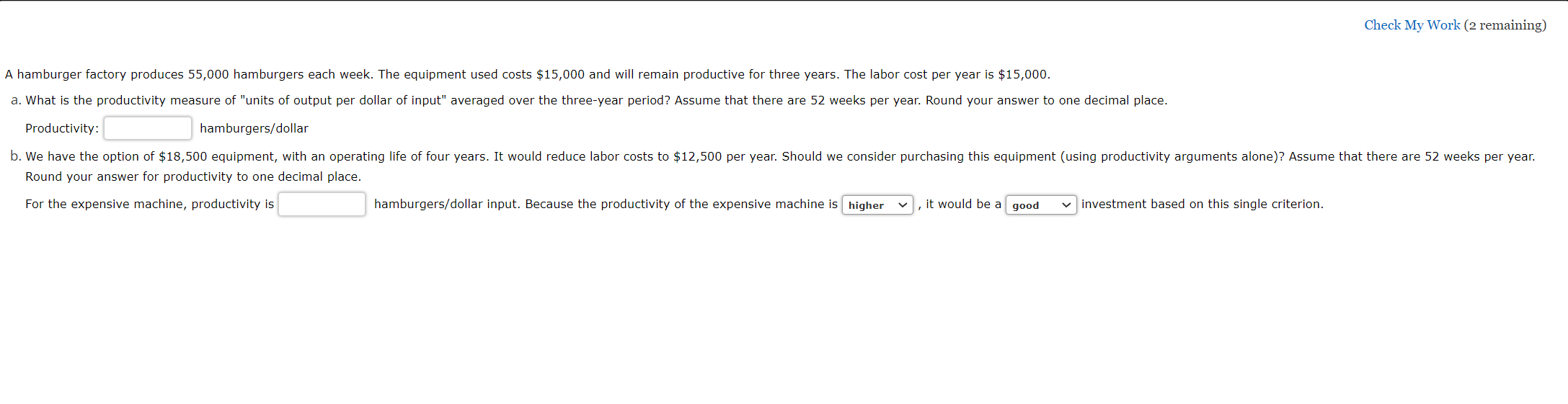A hamburger factory produces 55,000 hamburgers
