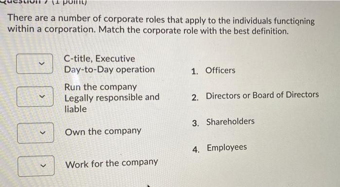 11 point There are a number of corporate roles