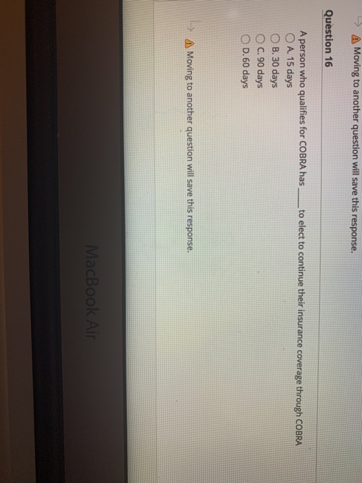 -> A Moving to another question will save this