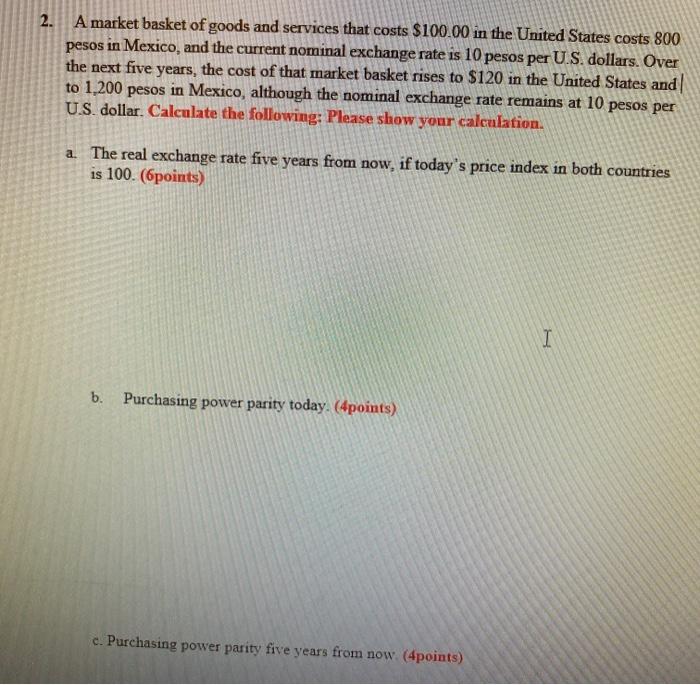 2. A market basket of goods and services that