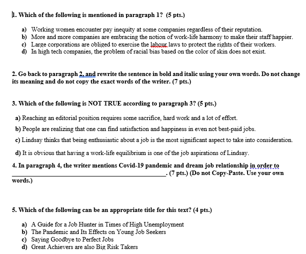 B. READING (28 pts.) Read the text and answer the