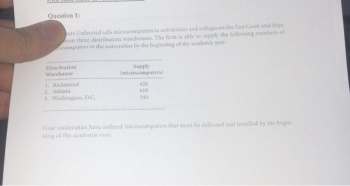 Question 1: ons Unlimited sells microcomputers to