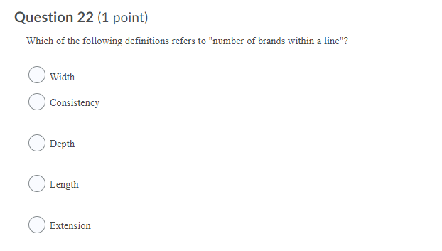 Question 22 (1 point) Which of the following