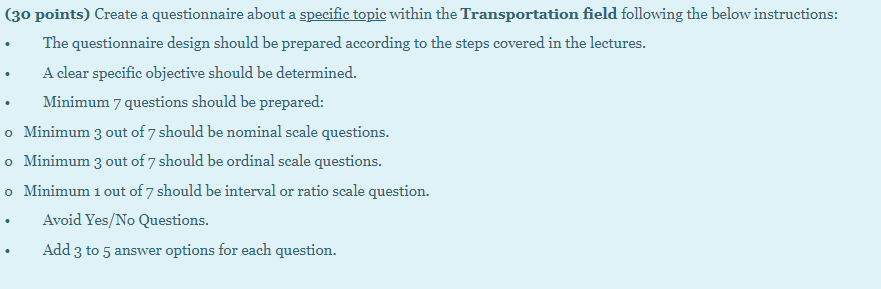 5 questions for each and last part can be 3-5