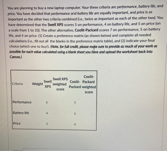 You are planning to buy a new laptop computer.