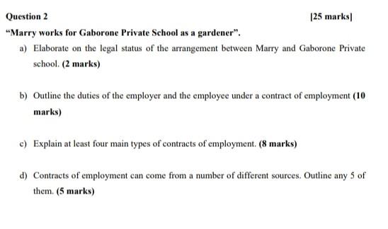 labor relations Question 2 125 marks "Marry works