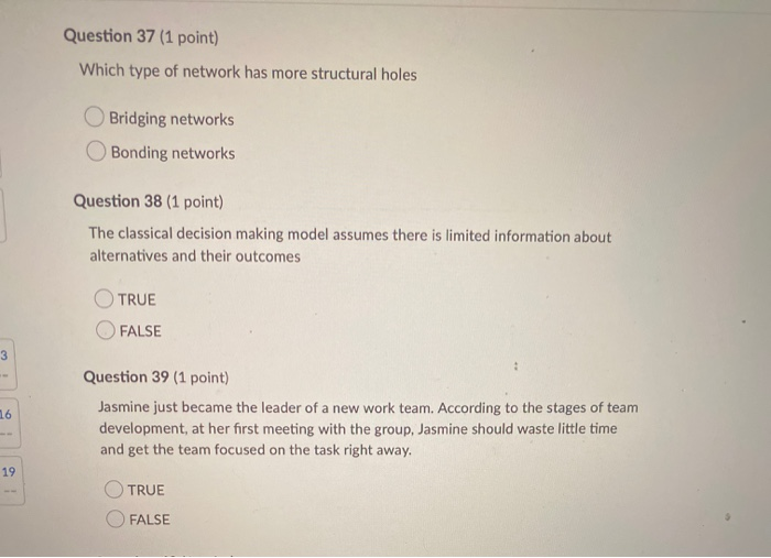 Question 37 (1 point) Which type of network has