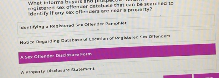 What informs buyers and registered sex offender