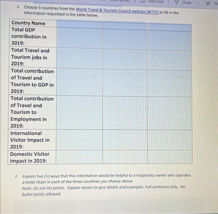 Add text v Draw 1. Choose 3 countries from the