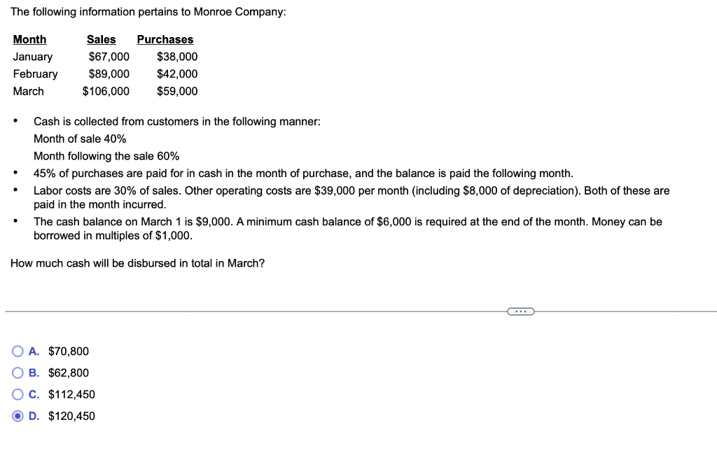 The following information pertains to Monroe