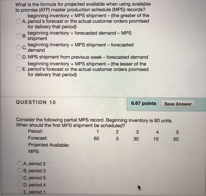 What is the formula for projected available when