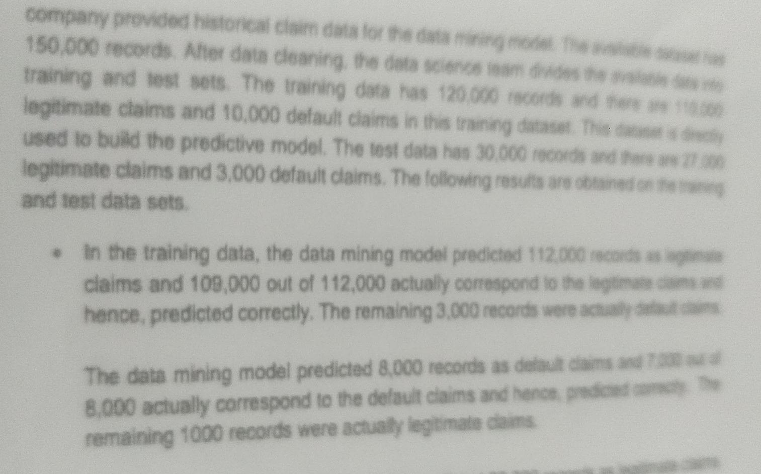 company provided historical claim data for the