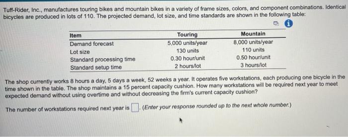 Tuff-Rider, Inc., manufactures touring bikes and