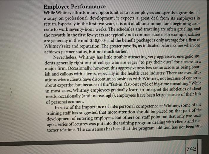 read and answer the question please The Training