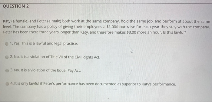QUESTION 2 Katy (a female) and Peter (a male)