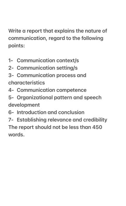 Fundamentals of Speech Communication Write a