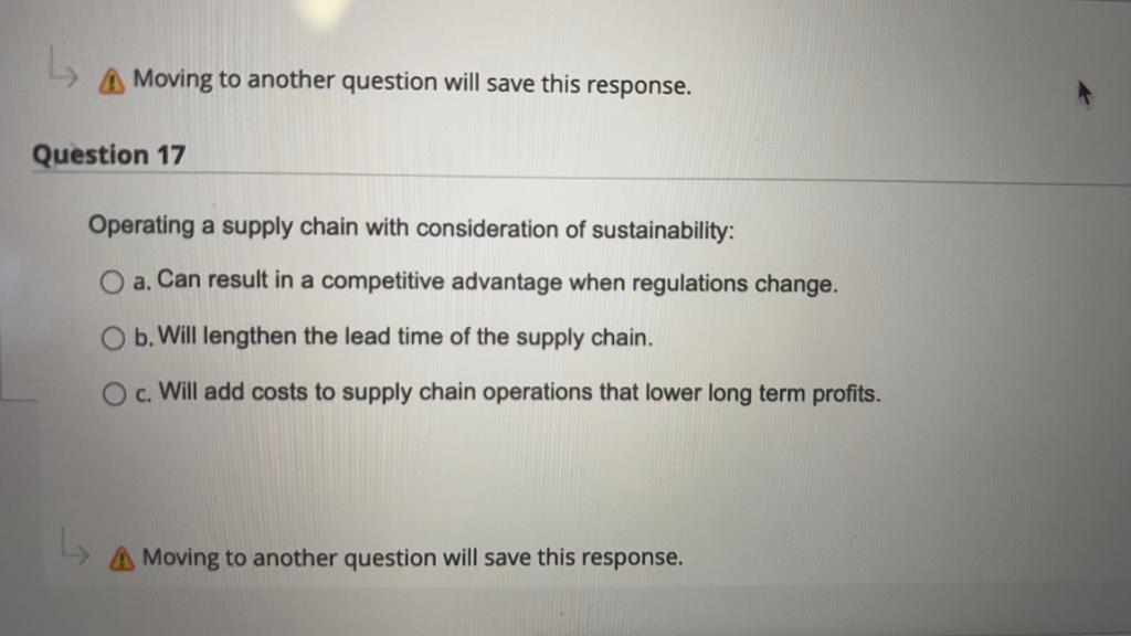 A Moving to another question will save this