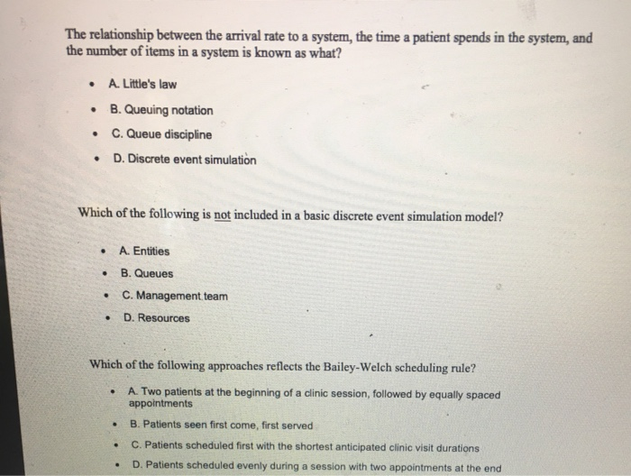 The relationship between the arrival rate to a