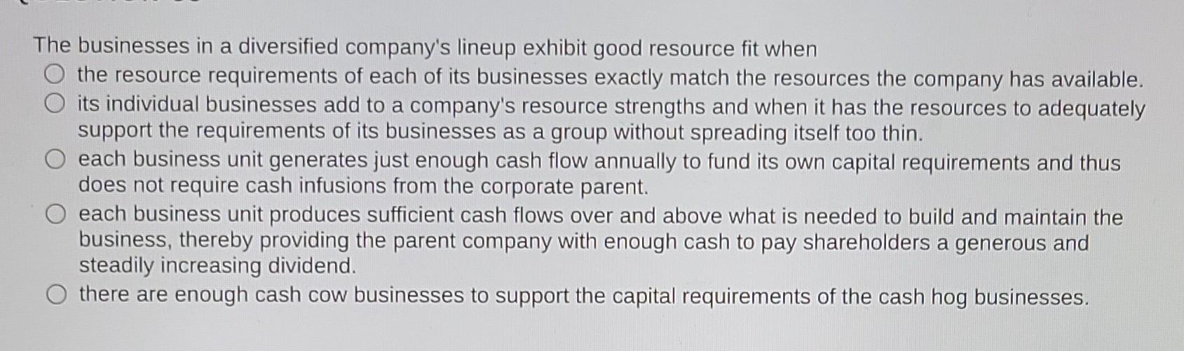 The businesses in a diversified company's lineup