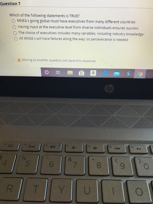 Question 7 Which of the following statements is