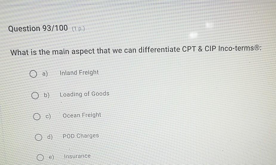 Question 94/100 (1 p.) Which of the following