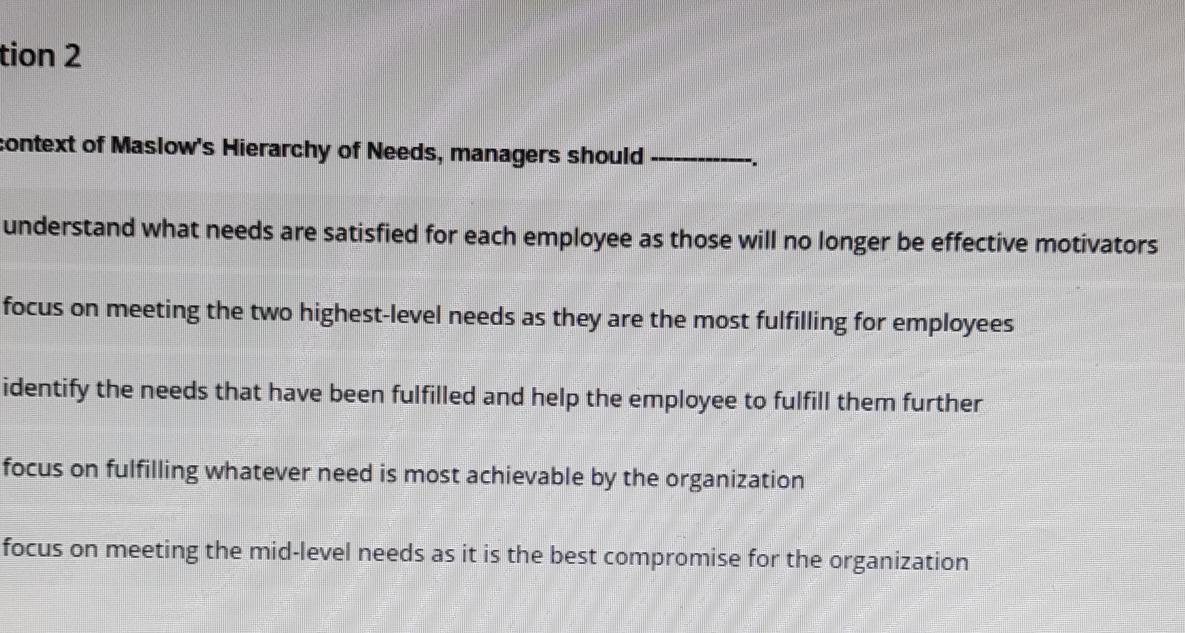 tion 2 context of Maslow's Hierarchy of Needs,