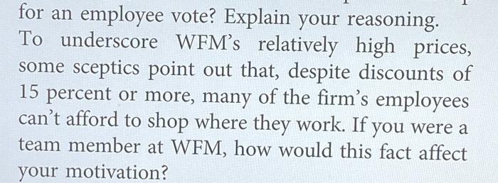 for an employee vote? Explain your reasoning. To