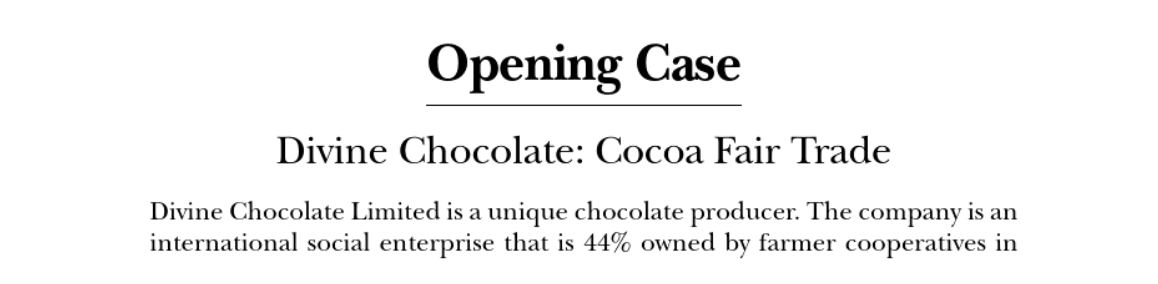Opening Case Divine Chocolate: Cocoa Fair Trade