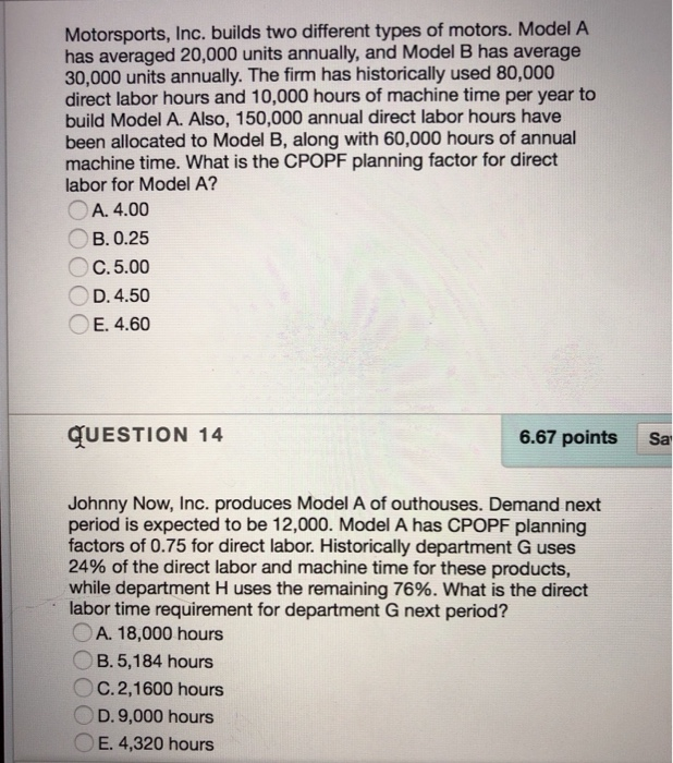 Motorsports, Inc. builds two different types of