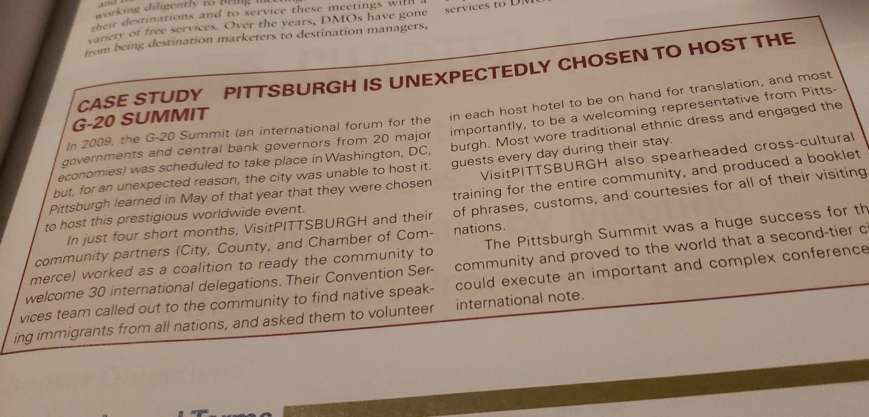 Case study Pittsburgh is unexpectedly chosen to
