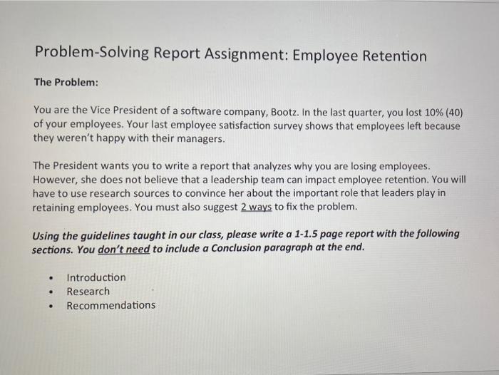 Problem Solving Report Assignment: Employee